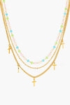 18K Gold Plated Cross Pendant Triple-Layered Necklace Necklaces - Tophatter Daily Deals