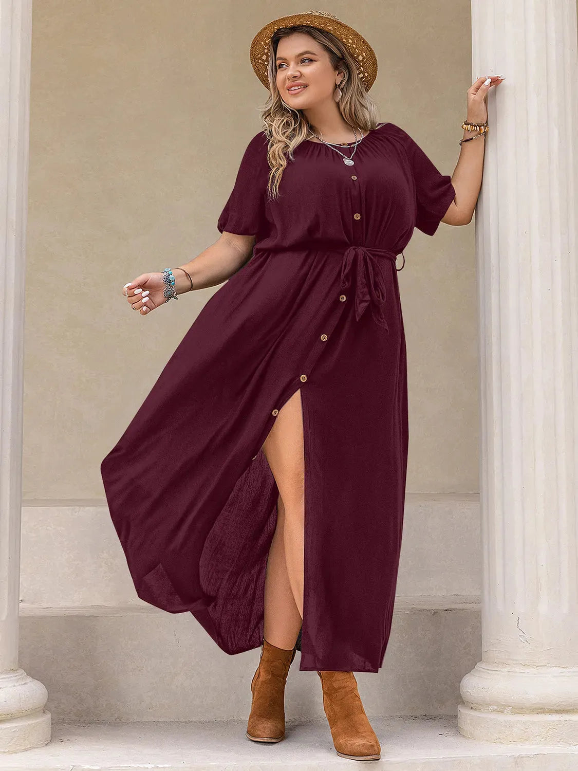 Plus Size Round Neck Half Sleeve Dress | Tophatter Shopping 🛒 ...