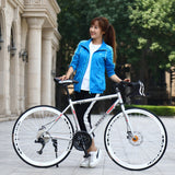 Aluminum Alloy Road Bike 21 Speed Bend Put Double Disc Brake Silver 0 - Tophatter Daily Deals