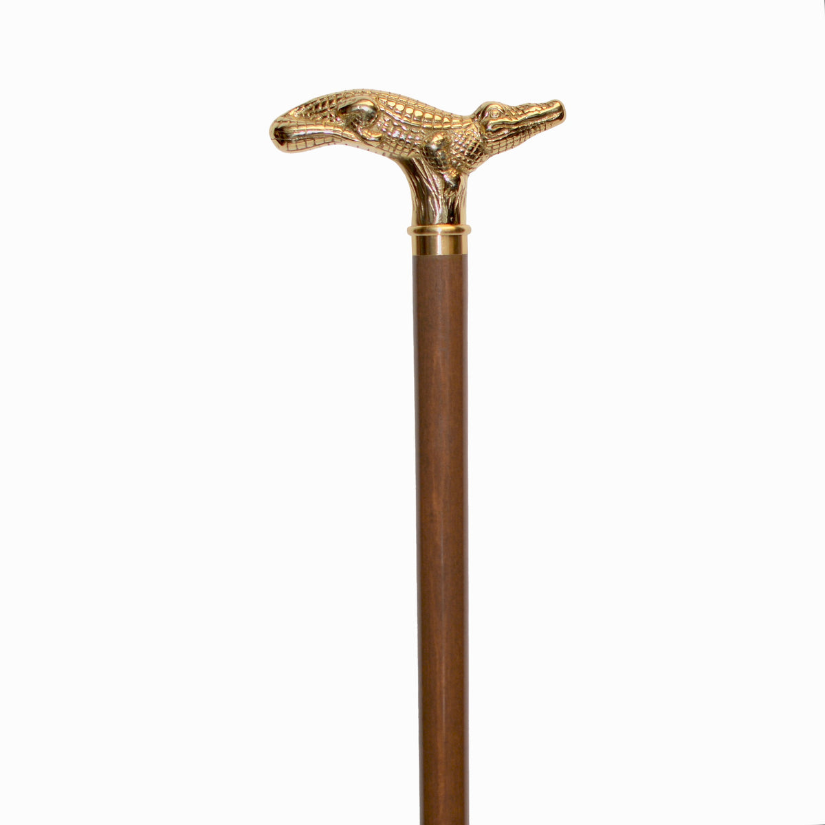 Elegant Alligator Brass Derby Cane - Stability and Support Walnut - Tophatter Daily Deals