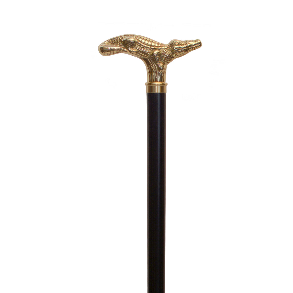 Elegant Alligator Brass Derby Cane - Stability and Support Black - Tophatter Daily Deals