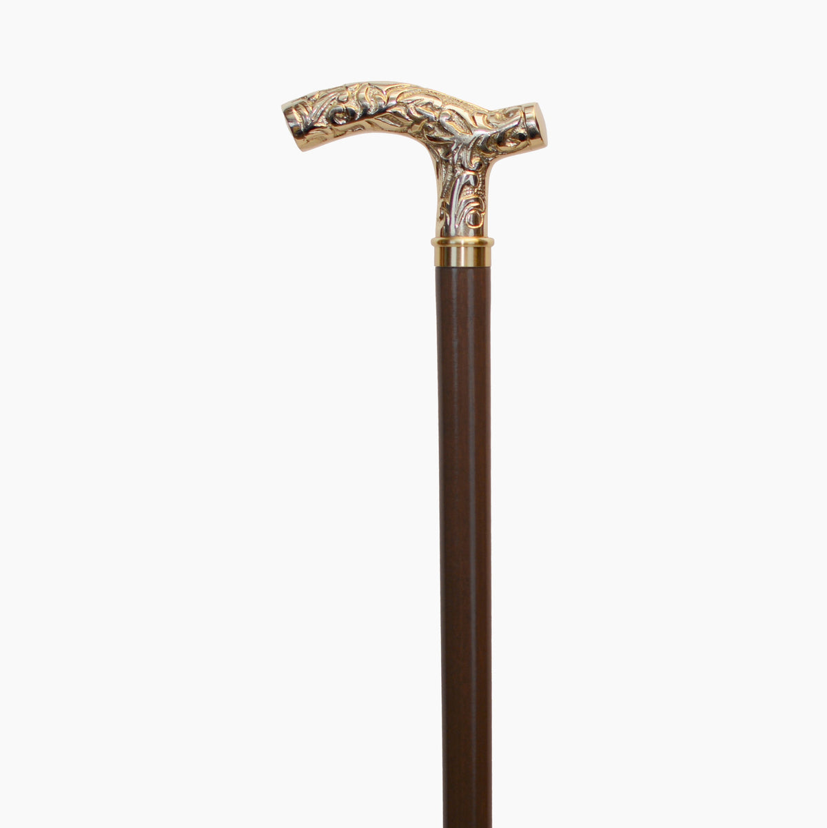 Men's Embossed Brass Derby Handle Walking Cane, 36 Hardwood Shaft Walnut - Tophatter Daily Deals
