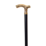 Men's Embossed Brass Derby Handle Walking Cane, 36 Hardwood Shaft Black - Tophatter Daily Deals