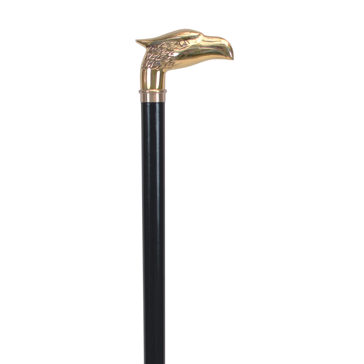 Elegant Eagle Brass Handle Cane - Solid Hardwood Shaft, Walnut/Black Black - Tophatter Daily Deals