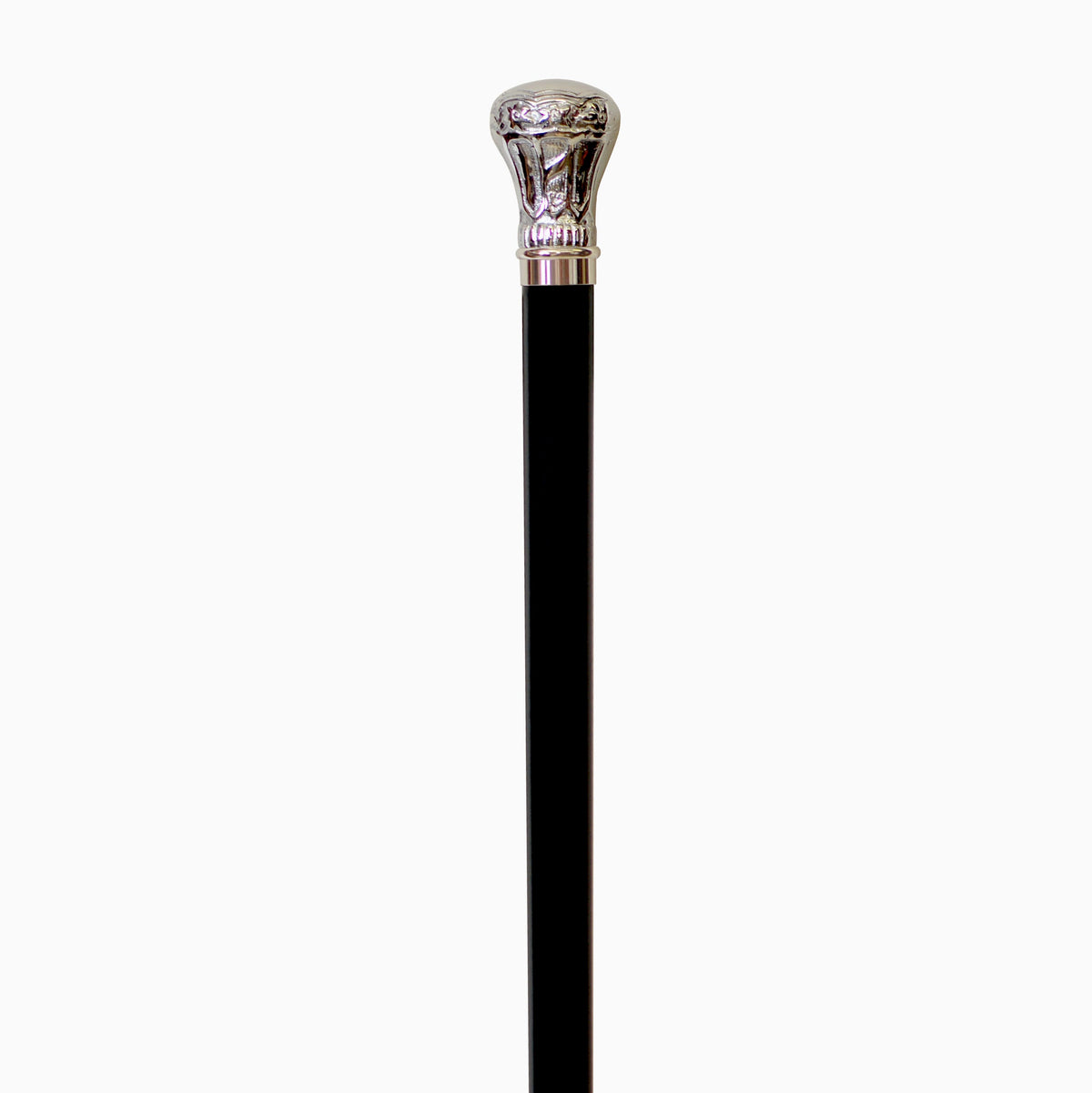 Elegant Chrome Brass Knob Walking Stick with Black Hardwood Shaft - Tophatter Daily Deals
