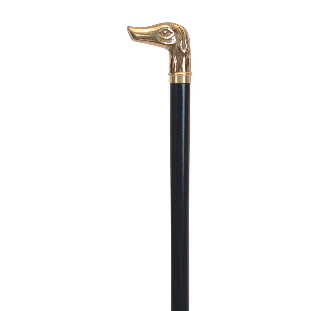 Elegant Brass Dog Head Walking Cane with Hardwood Shaft Black - Tophatter Daily Deals