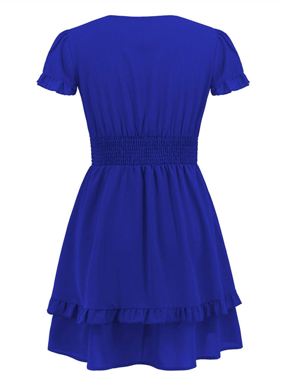 Tied V-Neck Tiered Mini Dress Casual Dresses - Tophatter Daily Deals