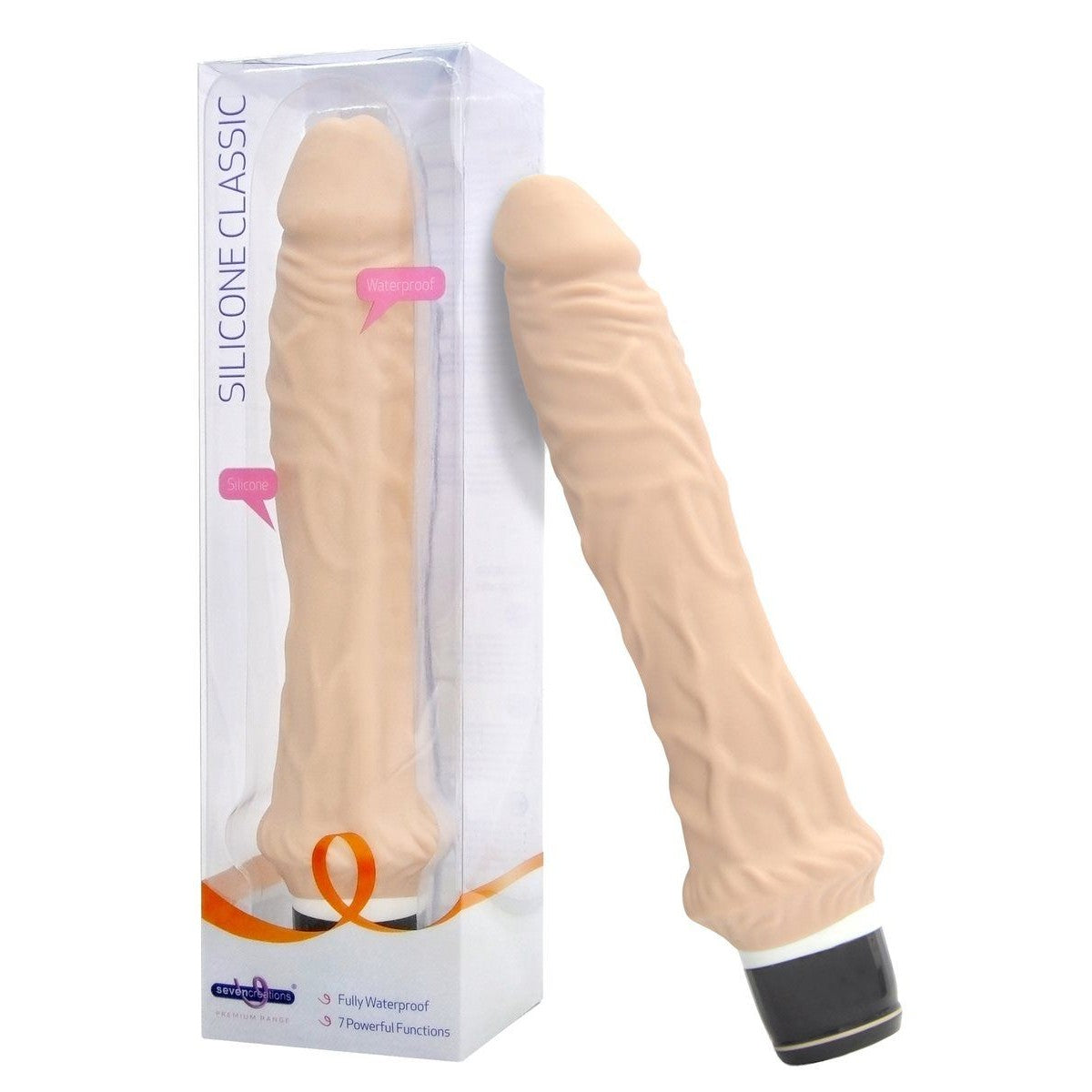 Silicone Classic Vibrating Dildo 8" in Ivory Realistic Vibrating Dildo - Tophatter Daily Deals