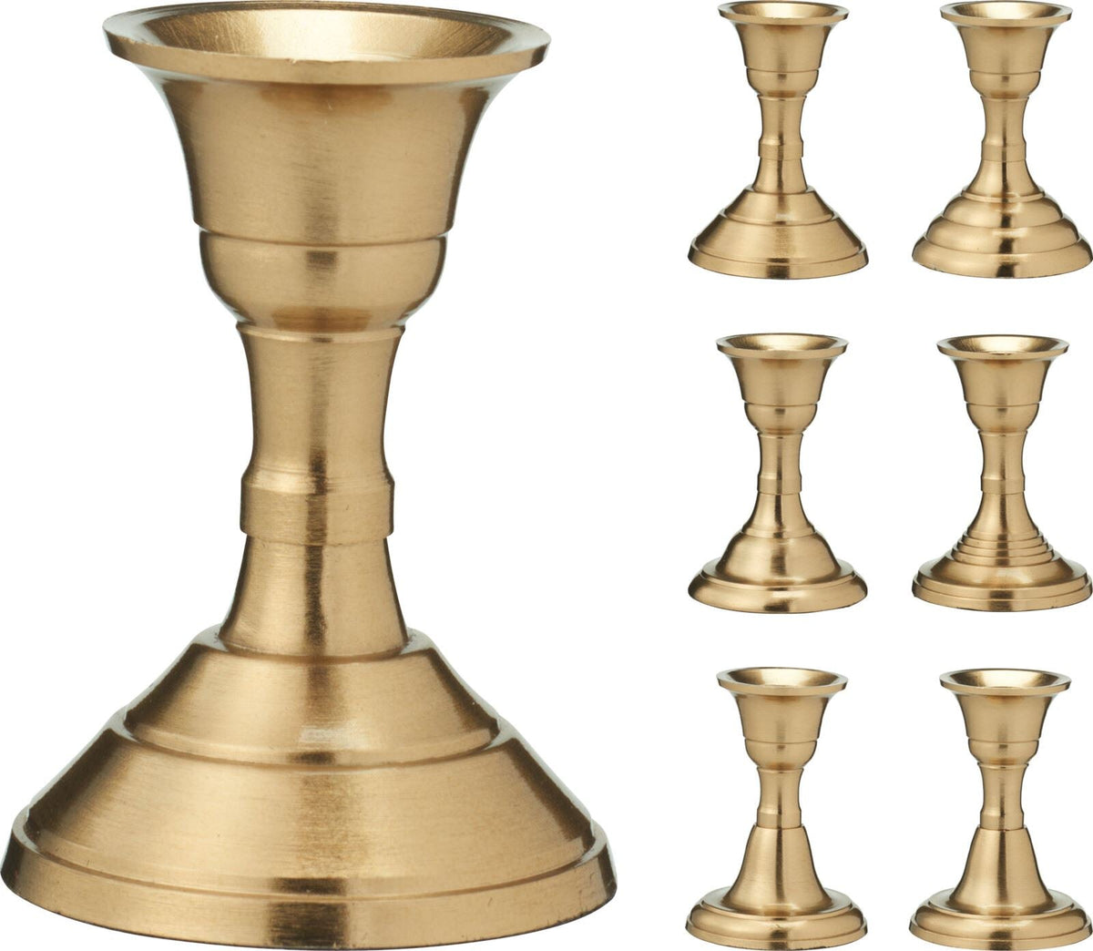 Brass Metal Candlestick | Brass Effect Short Candle Holder Stand - 8cm Candlestick - Tophatter Daily Deals