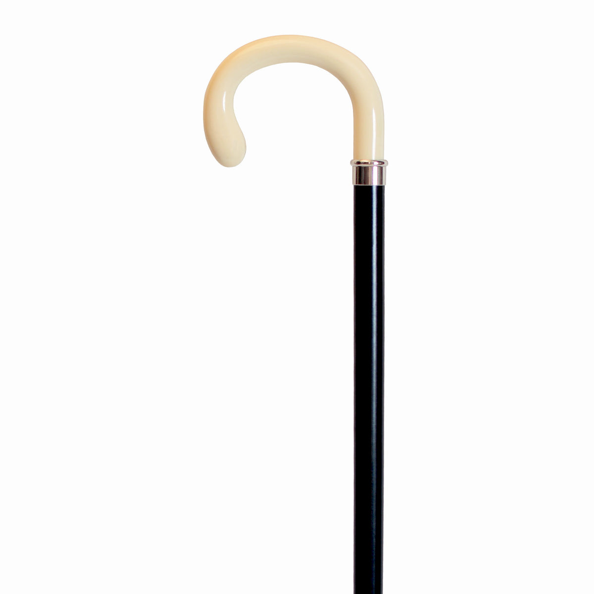 Elegant European-Style Petite Crook Handle Cane with Silver Accent White Ivory - Tophatter Daily Deals