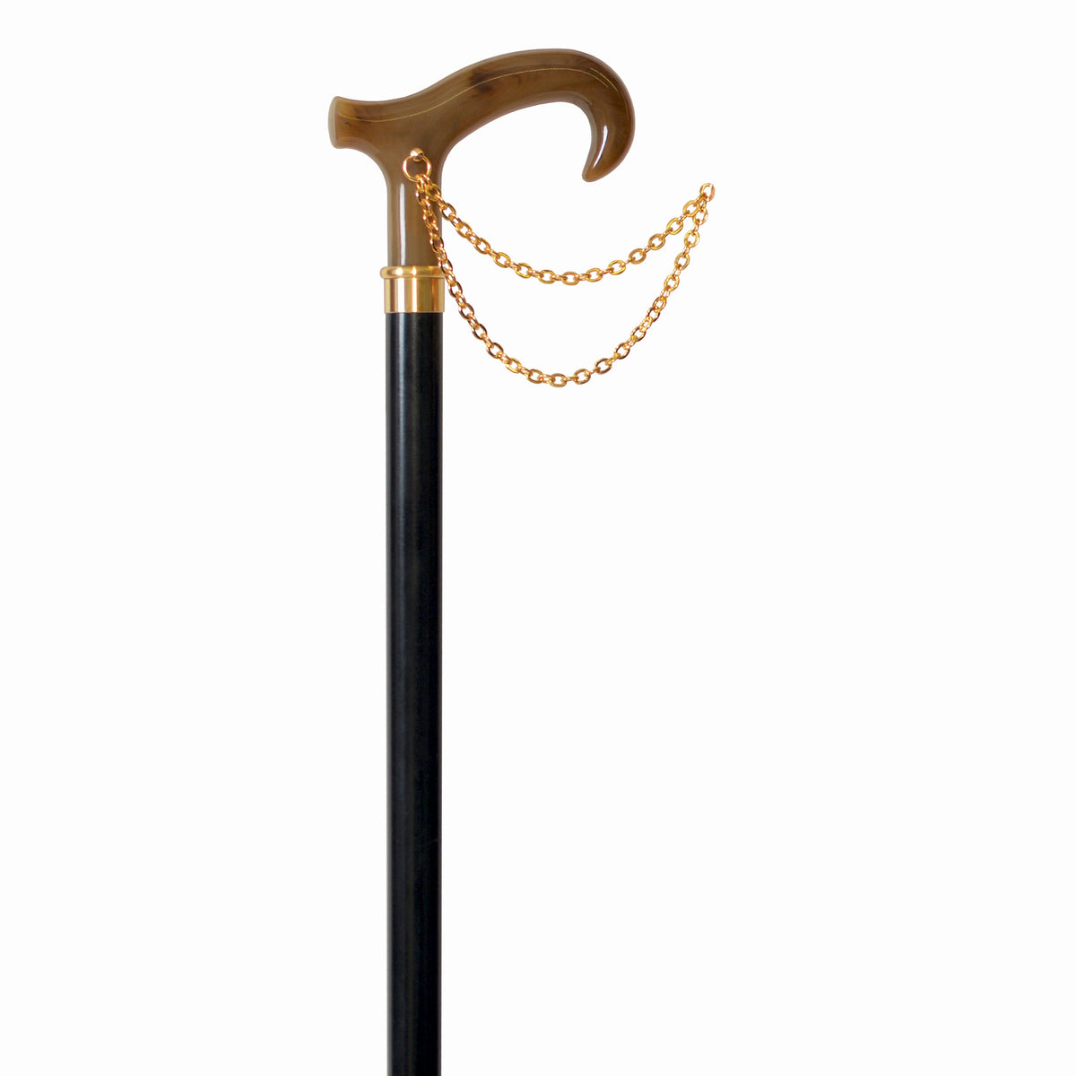 Elegant Italian Derby Handle Walking Cane with Gold Accent Horn - Tophatter Daily Deals