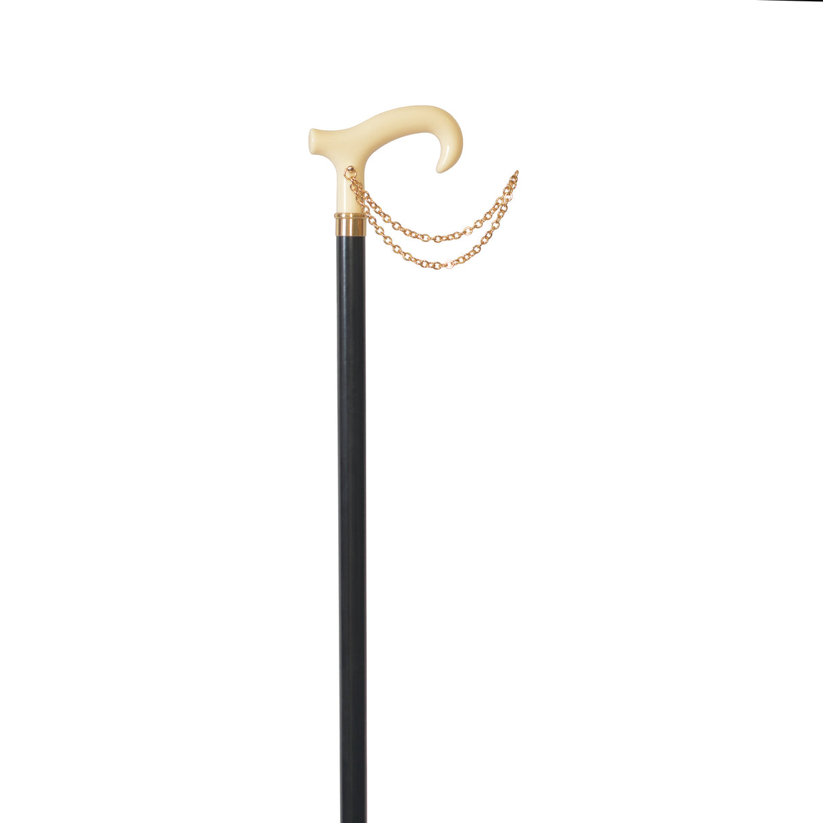 Elegant Italian Derby Handle Walking Cane with Gold Accent White Ivory - Tophatter Daily Deals