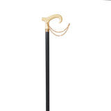 Elegant Italian Derby Handle Walking Cane with Gold Accent White Ivory - Tophatter Daily Deals