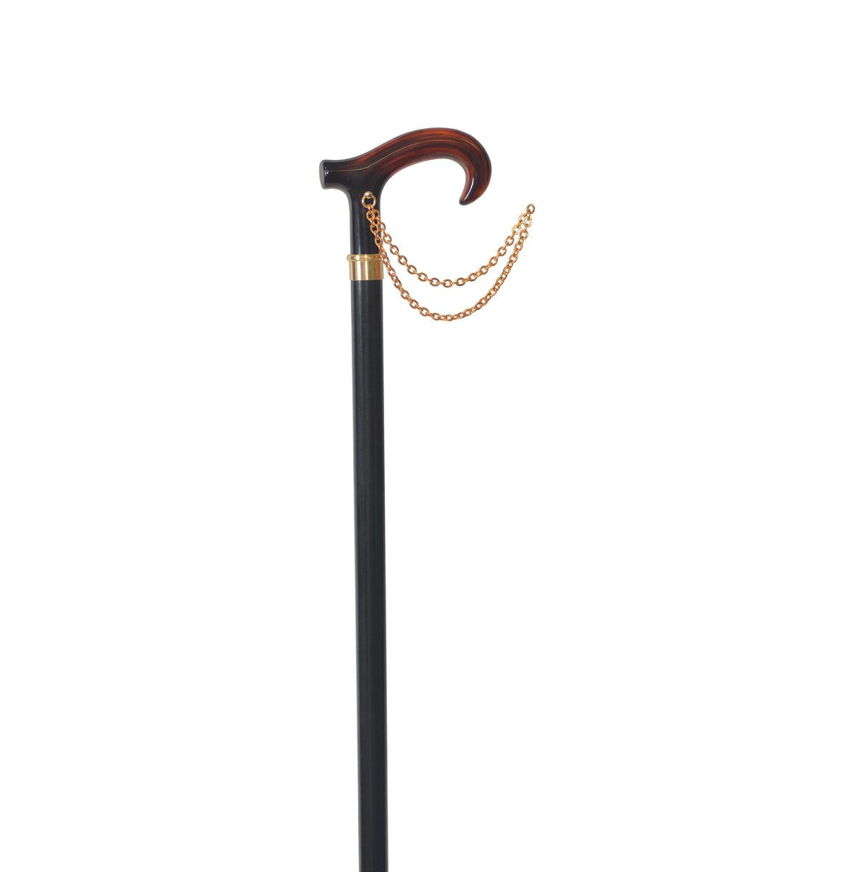 Elegant Italian Derby Handle Walking Cane with Gold Accent Shell - Tophatter Daily Deals