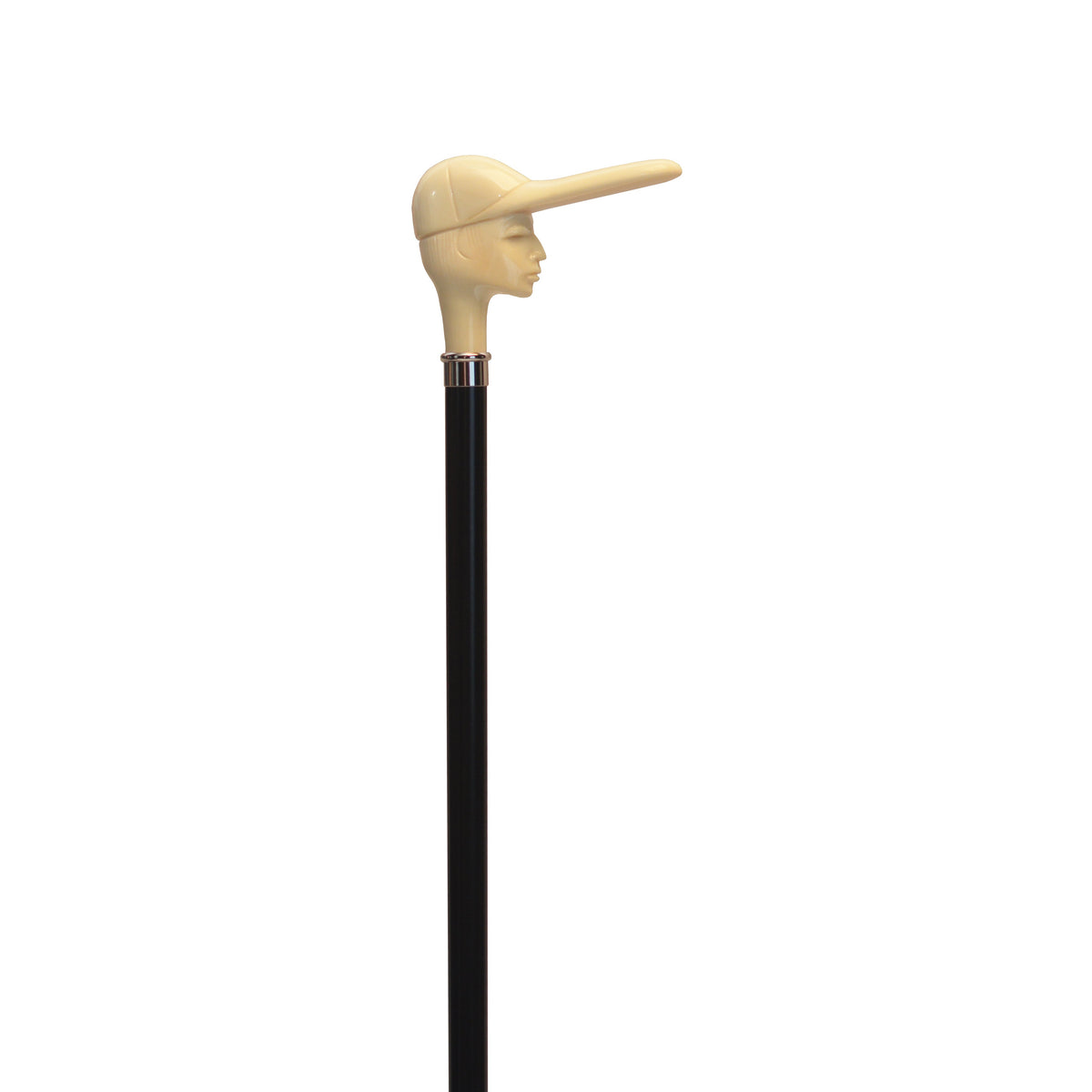 Classic European Jockey Head Derby Walking Cane - 36 Elegance White Ivory - Tophatter Daily Deals
