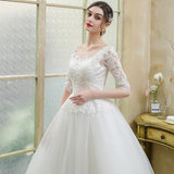 Bride's long-sleeved forest lace tail wedding dress White trailing 0 - Tophatter Daily Deals