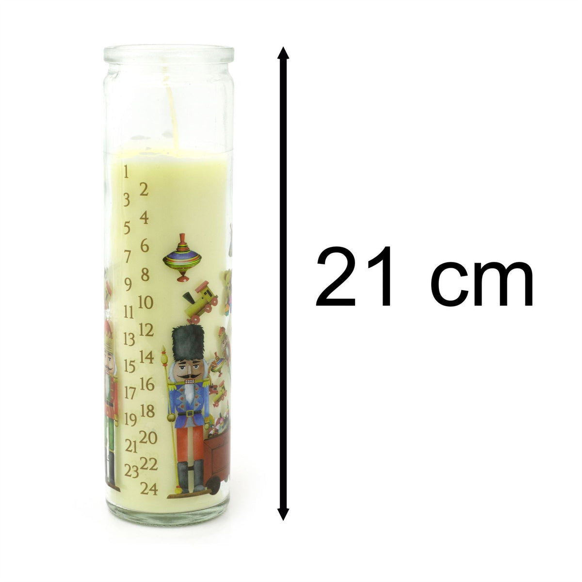 Santa's Workshop Christmas Advent Candle | Pillar Candle in Glass Jar - 21cm Advent Candle - Tophatter Daily Deals