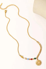 Opal Sun Shape Pendant Necklace Necklaces - Tophatter Daily Deals