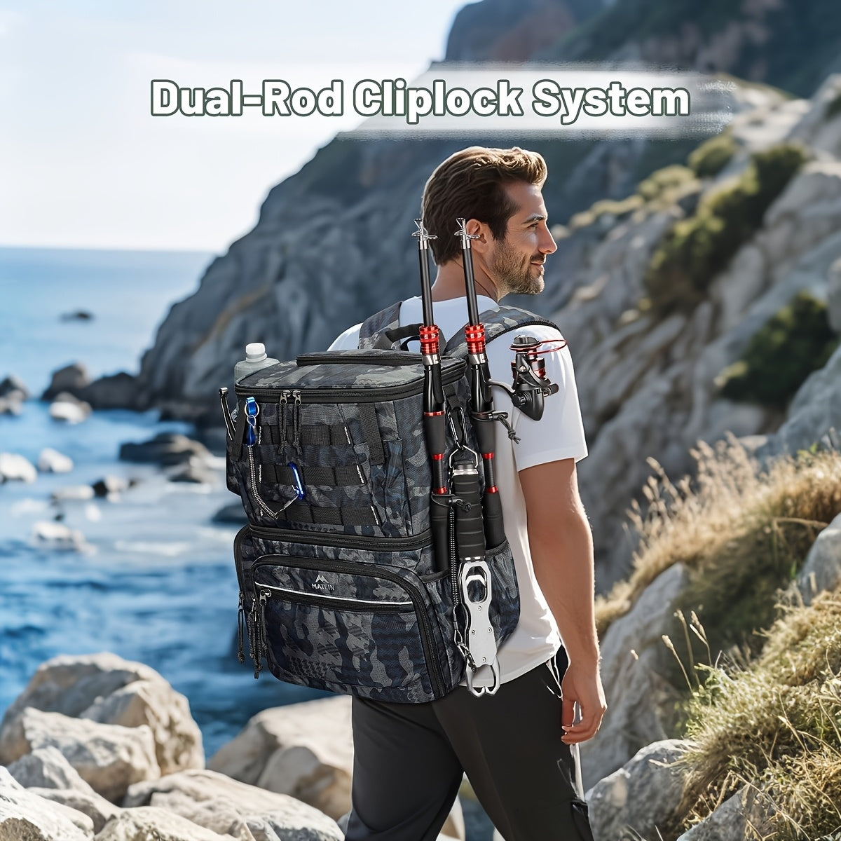 Fishing Tackle Backpack with Rod Holder & Trays Fishing Tackle - Tophatter Daily Deals