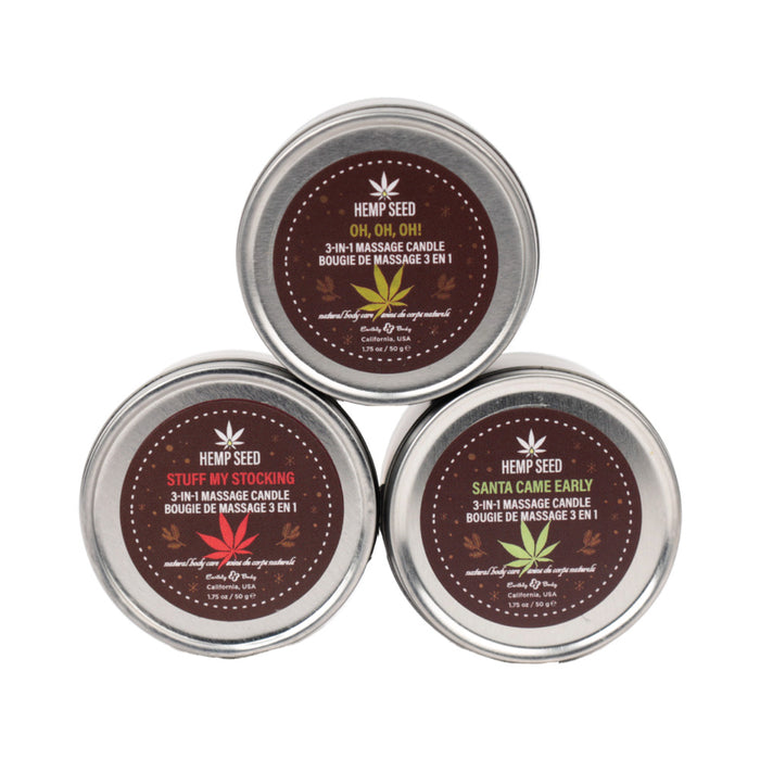 Earthly Body Hemp Seed Holiday 2024 3-in-1 Massage Candle Trio - Tophatter Daily Deals