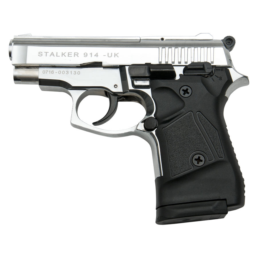 Stalker 914 Chrome Finish - 9mm Blank Firing Replica Zoraki Gun - Tophatter's Guns'N'Weapons Store Collectible Weapons - Tophatter Daily Deals