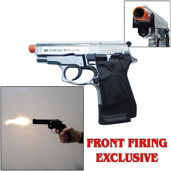 Zoraki 914 Blank Firing Gun Chrome - Full Auto Front Fire 9mm Blank Gun - Tophatter's Weapons'N'Deals Blank Firing Replica Guns - Tophatter Daily Deals