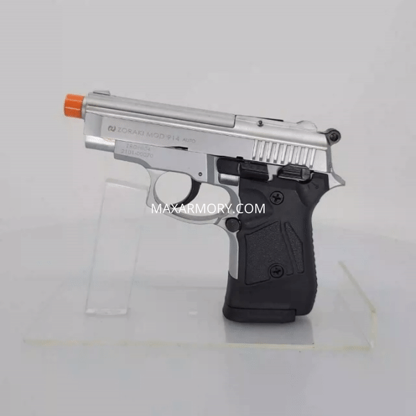 Zoraki 914 Nickel - Full Auto Front Firing 9mm Blank Gun - Tophatter's Weapons'N'Deals Blank Firing Replica Guns - Tophatter Daily Deals