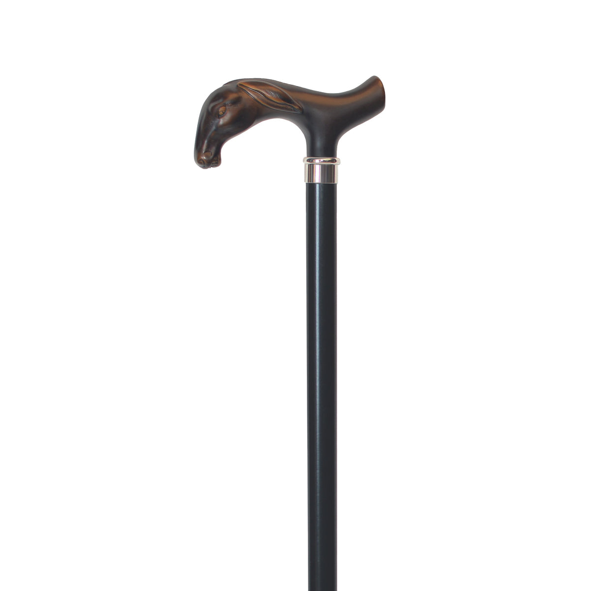 Italian Mule Head Derby Walking Stick - Elegant Black Hardwood Shaft - Tophatter Daily Deals