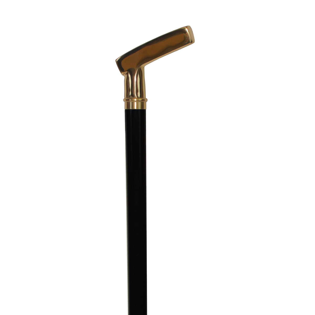 Elegant Brass Putter Handle Walking Cane - Sturdy Black Maple Shaft - Tophatter Daily Deals