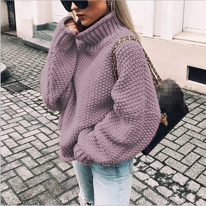 Oversized Women Turtleneck Sweater - Chunky Knit, Winter Purple 3D Changing Face Moving Picture Frame - Tophatter Daily Deals