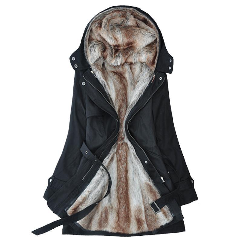 Warm Women's Winter Coat - Tailored Mid Thigh, Hooded Black - Tophatter Daily Deals
