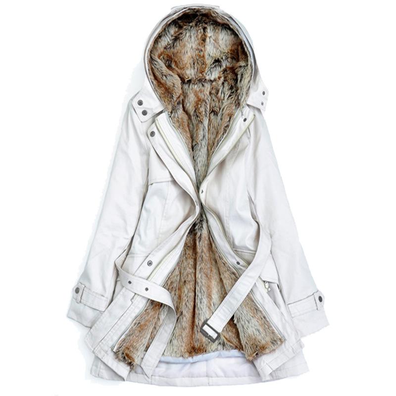 Warm Women's Winter Coat - Tailored Mid Thigh, Hooded White - Tophatter Daily Deals