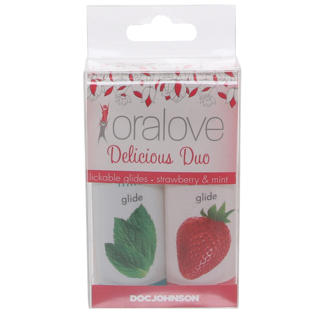 Oralove Delicious Duo Lickable Lubes in Strawberry & Mint Lubes and Lotions > Flavored Sex Lubes - Tophatter Daily Deals