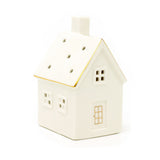 White Ceramic LED House | Light Up Christmas Ornament | Christmas Village Decor - 14cm LED Light - Tophatter Daily Deals