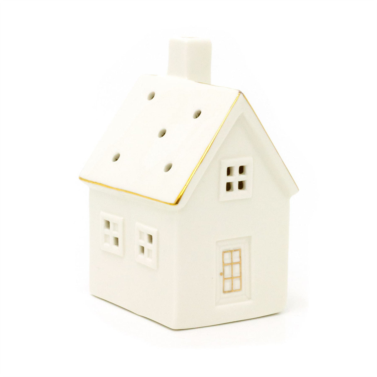 White Ceramic LED House | Light Up Christmas Ornament | Christmas Village Decor - 14cm LED Light - Tophatter Daily Deals