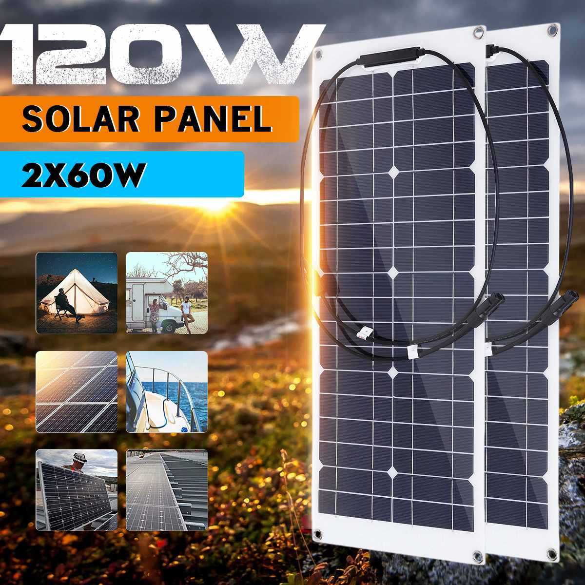60W Monocrystalline Photovoltaic Solar Cell Power Board Outdoor Portable Emergency 0 - Tophatter Daily Deals