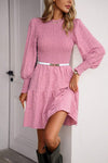 Smocked Lantern Sleeve Mini Dress Casual Dresses - Tophatter Daily Deals