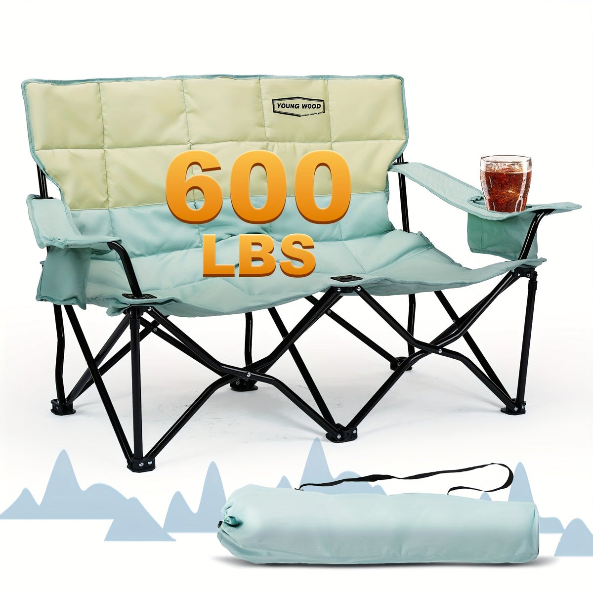 Double Camping Chair 2 Person Outdoor Folding Seat Furniture > Outdoor > Outdoor Chairs - Tophatter Daily Deals