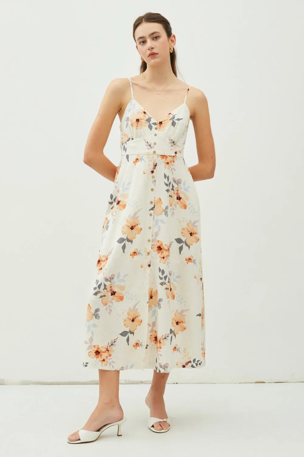 Be Cool Floral Button Down Cami Midi Dress Casual Dresses - Tophatter Daily Deals