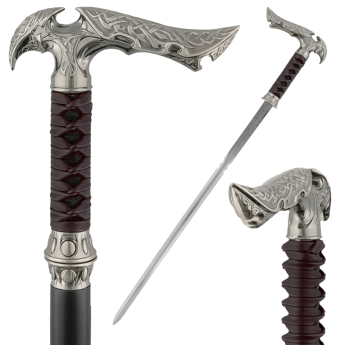 Medieval Sword Cane: Leather-Wrapped, Premium Steel Blade Sword Canes - Tophatter Daily Deals