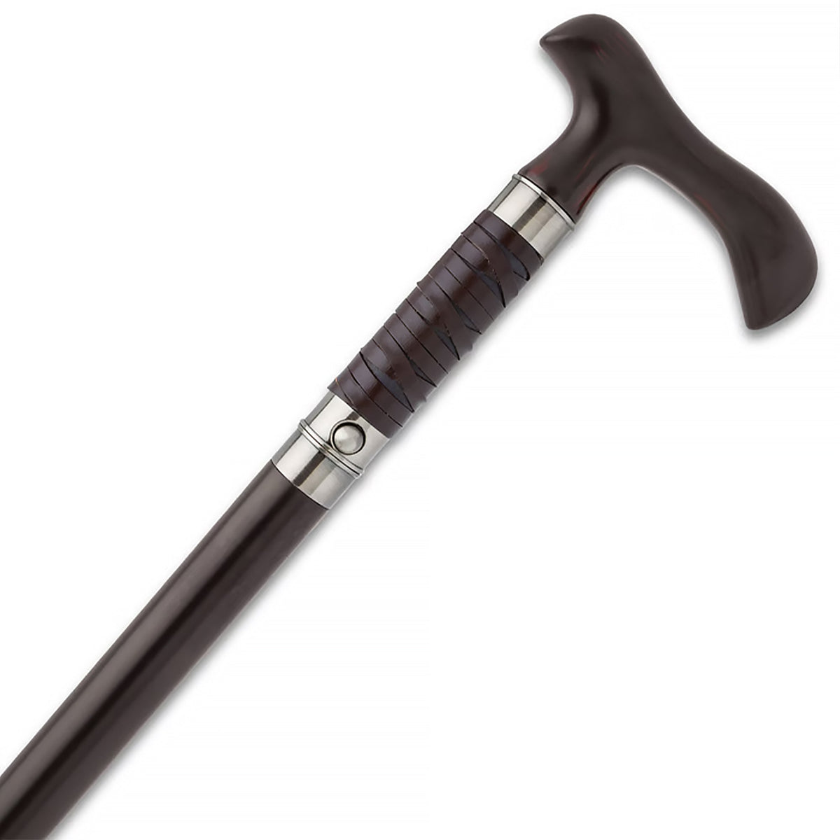 Derby Sword Cane: Forged 1045 Carbon Steel, Leather Grip Sword Canes - Tophatter Daily Deals