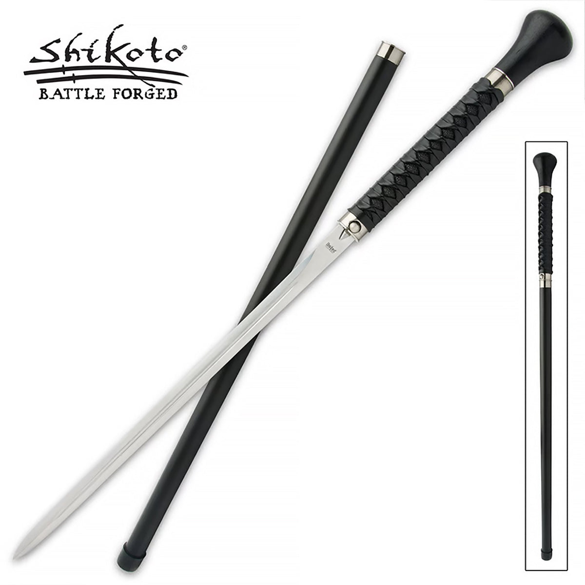 Shikoto Shinshi Sword Cane: High Carbon Steel, Leather-Wrapped Grip Sword Canes - Tophatter Daily Deals
