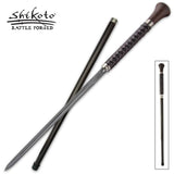 Shikoto Sword Cane: Damascus Blade, Leather, Wenge Handle Sword Canes - Tophatter Daily Deals