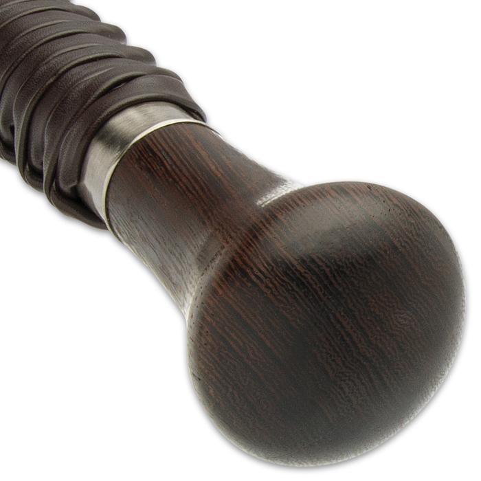 Shikoto Sword Cane: Damascus Blade, Leather, Wenge Handle Sword Canes - Tophatter Daily Deals