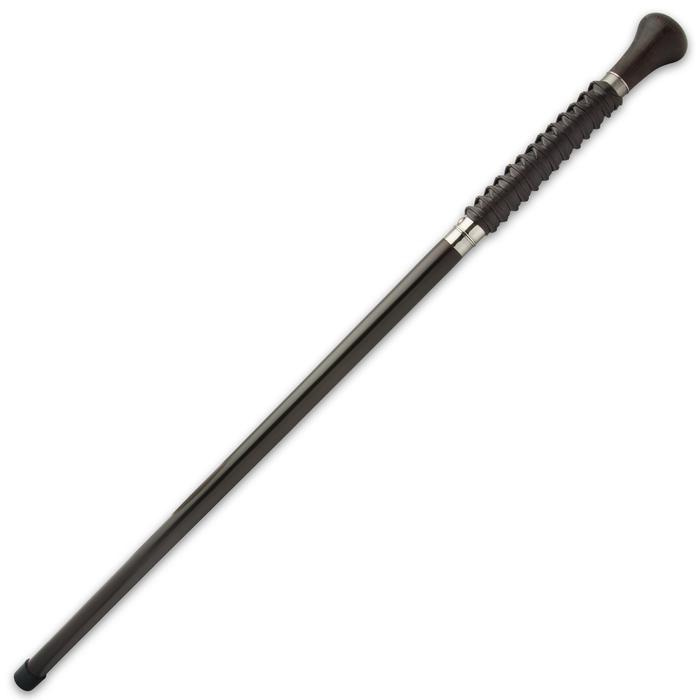 Shikoto Sword Cane: Damascus Blade, Leather, Wenge Handle Sword Canes - Tophatter Daily Deals