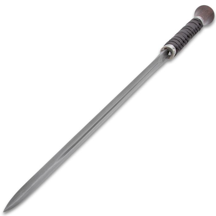 Shikoto Sword Cane: Damascus Blade, Leather, Wenge Handle Sword Canes - Tophatter Daily Deals