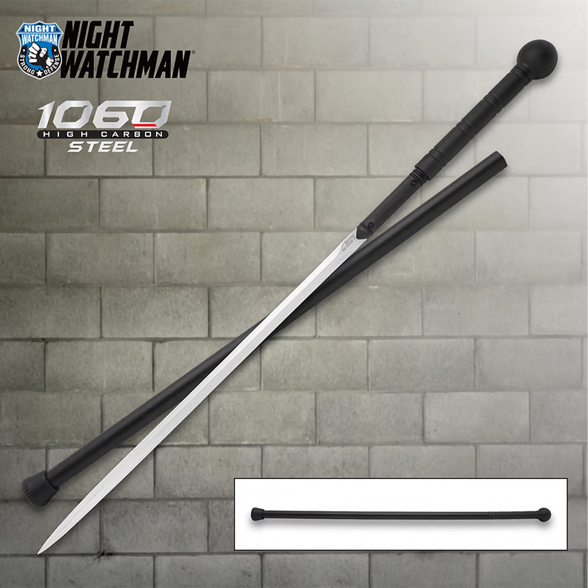 Night Watchman Sword Cane: Knob Grip & Sword for Protection Sword Canes - Tophatter Daily Deals