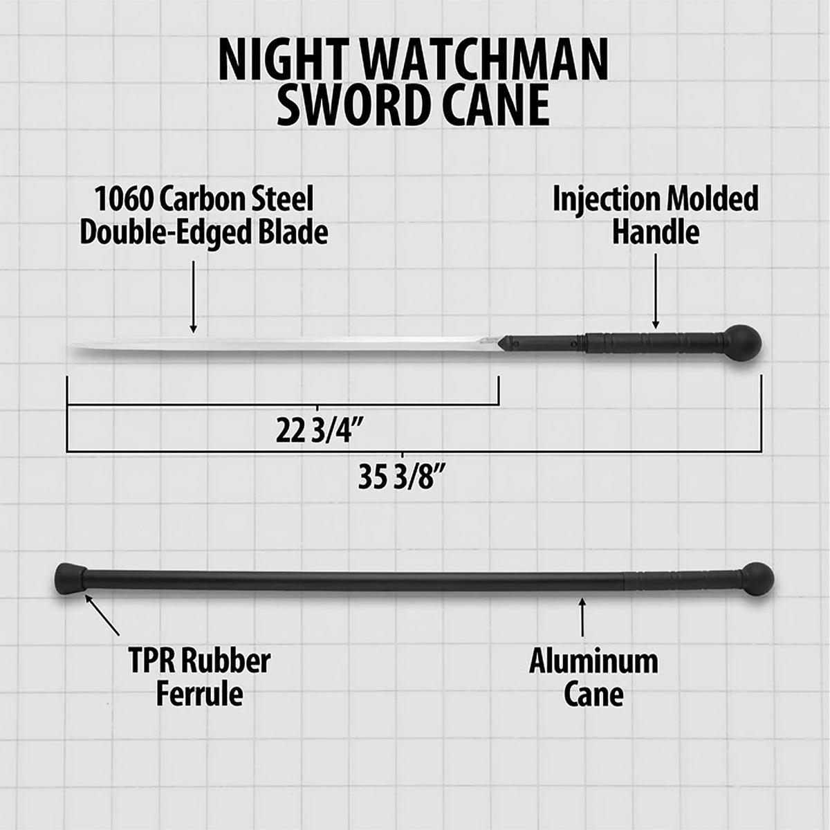 Night Watchman Sword Cane: Knob Grip & Sword for Protection Sword Canes - Tophatter Daily Deals