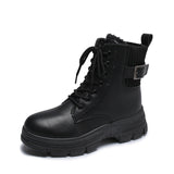 British Style Warm Fur Boots With Thick Heels Black 0 - Tophatter Daily Deals