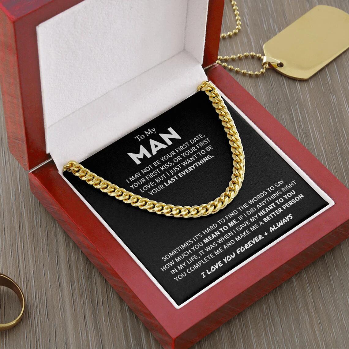 14K Gold Single Round Close Cuban Chain Titanium Steel Necklace With Greeting Card 0 - Tophatter Daily Deals